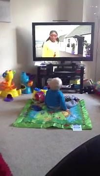 Baby dancing to balamory