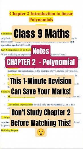 Chapter 2 Introduction to Linear Polynomials Notes 📒 | Class 9 Maths CBSE 2026 | One Shot Revision