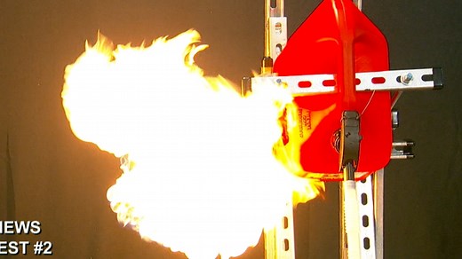 Test shows gas can exploding