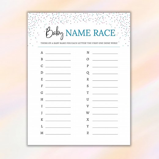 Baby Name Race Baby Shower Game Printable, Baby Name Alphabet Shower Activity PDF, Baby ABC Game Shower Planner Download, Baby Name A to Z - Etsy
