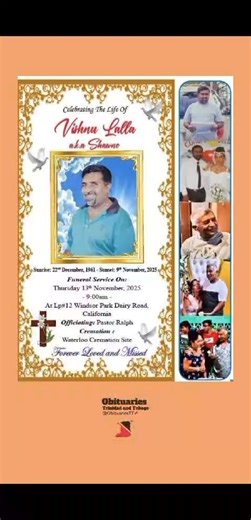 Vishnu Lalla #obituariestt #obituaries #tt #Trinidad #tobago | Obituaries TT
