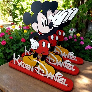 Mickey Mouse - Wood Centerpieces - Wooden Name - Party - Celebration - Décor - Boy - Birthday -100% Hand Painted Not Printed - Party Planner - Etsy