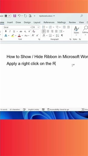 how to show or hide ribbon in ms word #shortsfeed #trendingshorts #msword #typing #tricks #trend