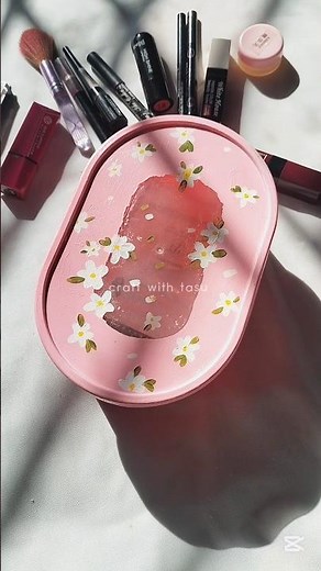 DIY aesthetic make-up box🍃🌷#craftwithtasu #youtubeshorts