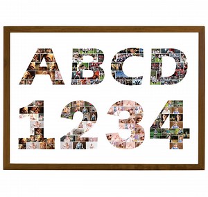 Letters & Numbers Photo Collage Template, Letters Photo Collage, Alphabet Photo Collage, Number Photo Collage, Storyboard Memorial, Canva - Etsy