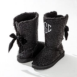 Monogrammed Sherpa Tie Booties - Marleylilly