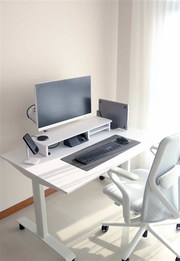 White desk setup build