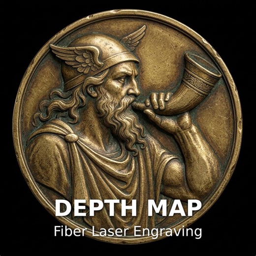 Heimdall With Gjallarhorn Viking Coin 16 Bit 3D Depth Map PNG, Fiber Laser Engraving File, Grayscale Height Map, Lightburn, Challenge - Etsy