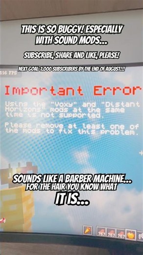 Do NOT try this with immersive sound mods in Minecraft! This is so buggy! #minecrafter #minecraftmod