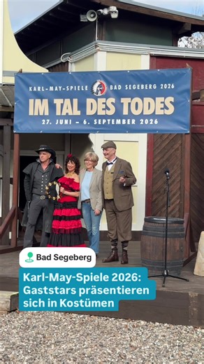 Die Karl-May-Spiele in Bad Segeberg (Schleswig-Holstein) starten im Sommer in ihre 73. Saison. Musical-Star Alexander Klaws schlüpft erneut in die Rolle des Winnetou, Florian Fitz spielt den charmant-finsteren Schurken Roulin, Heinrich Schafmeister den skurrilen Briten Sir John Raffley und Isabel Varell die temperamentvolle Señorita Miranda. Erstmals präsentierten sich die Gaststars in Kostümen. Das Stück „Im Tal des Todes“ verspricht mitreißende Musik, Tänze, prächtige Kostüme, malerisches Bühn