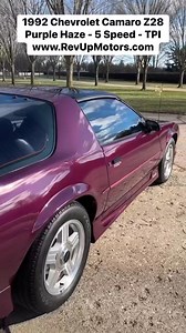 1.9K views · 14 reactions | 1992 Chevrolet Camaro Z28. Original Survivor with Low Miles. Ultra Rare Purple Haze! Tuned Port Injection with a 5 Speed. Rev Up Motors #revupmotors #camaroworldwide #Mecum #chevroletcamaro #MecumAuctions #z28 #camaroz28 #chevy #chevroletcamaro #thirdgencamaro #purplehaze #survivorcar #musclecar #musclecarsdaily | Rev Up Motors | Facebook