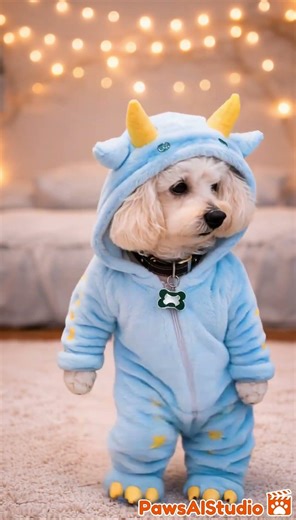 Dress your Pet: This dog in PJs is officially peak cuteness ☁️✨#dance #pet fashion #pet #dog #funny