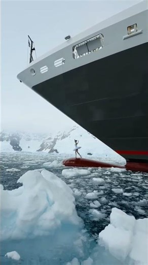A Ballerina’s Dance on the Antarctic Icebreaker 🌊❄️#ballet #dance #ice