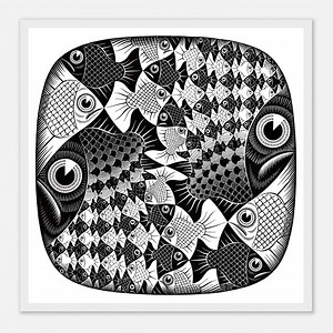 Escher Fishes and Scales Print: Op Art Tessellation, Surrealist Decor - Etsy