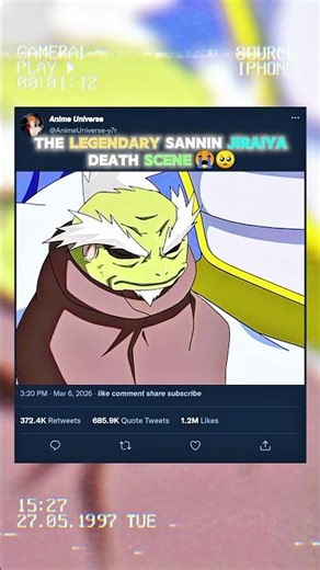 Master Jiraiya Death 😢 | Naruto Saddest Moment #jiraiya #narutoshippuden #animeshorts #viralvideo