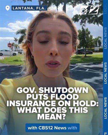 SHUTDOWN DISRUPTS FLOOD INSURANCE | The federal government shutdown is causing ripple effects across Florida, and one of the biggest impacts is flood insurance. CBS12's Tiffany Rizzo News reports. Read more: https://bit.ly/4nCDcoO | CBS 12 News