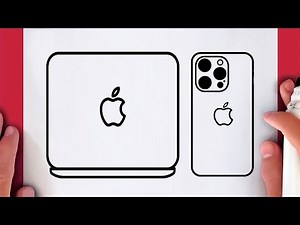 كيفية رسم ايفون وماك بوك ابل سهل خطوة بخطوة للمبتدئين / تعليم الرسم || IPhone And MacBook Drawing