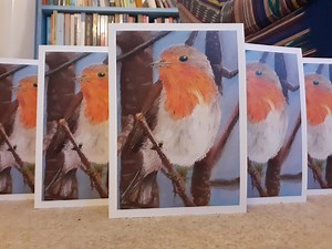 Five Robin Greetings Cards / Christmas Cards / Robin Cards / 7 X 5 Inches / Border / Blank Inside / Original Art / Bird Art / Pastel Drawing - Etsy Australia