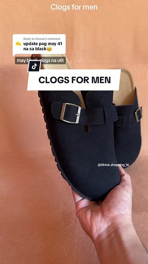 Replying to @cheese meron na ulit all sizes ng black clogs for men. Add one size