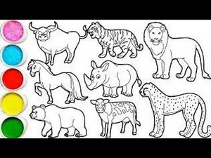 How to Draw Wild Animals for Kids | Easy Step-by-Step Drawing Tutorial! 🦏🦁🐃🐯🐘🐆