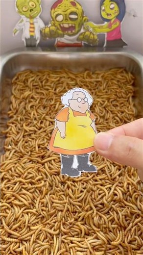 Caterpillar vs Muriel Bagge !#caterpillar #chillcaterpillar #zombie #shortvideo #mealworm #animals