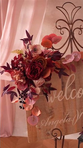A9063Artificial Burgundy Maple Rose Pendant Flowers Outdoor Wedding Supplies#flowers #rose #wedding