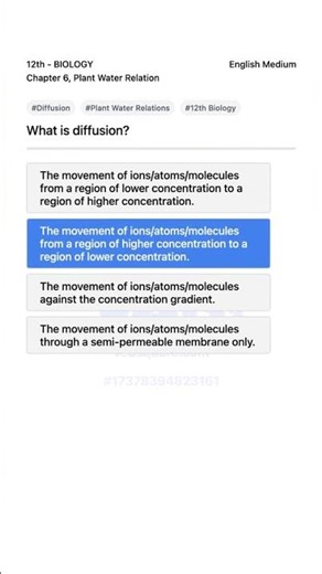 Understanding Diffusion in Plant Water Relations 12th Biology