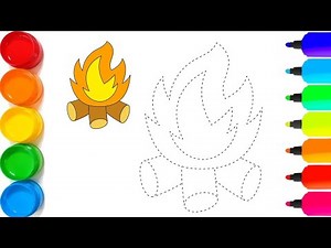 How to Draw Bonfire | Easy Step by Step Kids Drawing and Coloring