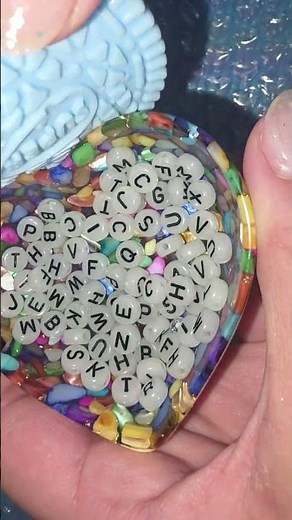 🌙✨ASMR ♡ ฅʕ•̫͡•ʔฅ Letter Beads Pouring into Heart Bowl & Sticky Squishy Blueberry Biscuit Dip