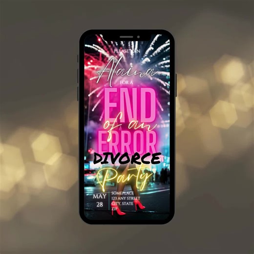 Pink Neon Divorce Party Invite: End of an Error, Editable Phone Evite (digital Download) - Etsy