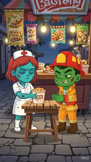 Two cute cartoon zombie characters reviewing spicy #funny #animation #zombie