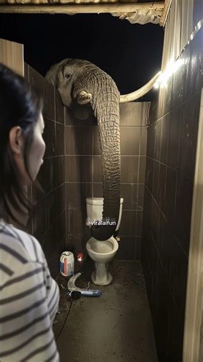 Elephant Takes Over Toilet