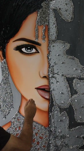 The Eyes Behind the Curtain | Hand-Painted Indian Bride Portrait