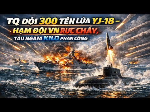 TQ Dội 300 Tên Lửa YJ-18 - Hạm Đội VN Rực Cháy, Tàu Ngầm Kilo Phản Công