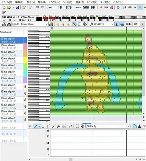 【カラーMIDIアート&音の錯覚】バナナ猫の動画をMIDIで再生してみました - 音の錯覚(フーリエ変換)