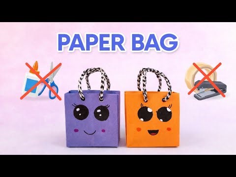 Paper Bag Making Without Glue, Tape, Scissors & Stapler | Easy DIY Paper Bag Craft