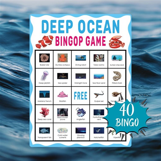 Deep Ocean Bingo Game Printable Sea Creatures Ocean Zones Activity for Kids Classroom Science Homeschool and Marine Learning Fun - Etsy Canada