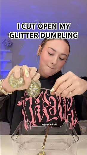 I can’t believe I cut open my glitter dumpling 😱 #slime #squishy #needoh #dumpling #haul