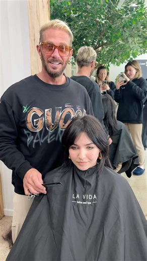 Bangs to show off features #bangs #hairtransformation #fringe #fringebangs #waynetugglehair #fun #DIY #hair #nchairstylist #trending #trends | Wayne Tuggle Hair