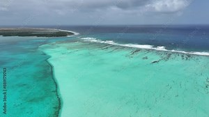 Sorobon Beach At Kralendijk Bonaire Netherlands Antilles. Stunning Tropical Coastline Beach Scene Viewed From Above. Shore Horizon Beach Sea. Seaside Travel. Kralendijk Bonaire.