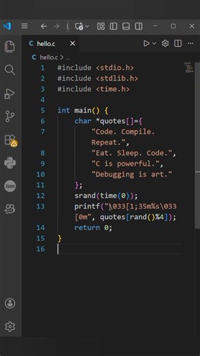 Random Quotes Generator in C ✨ #cprogramming #coding #short #edit