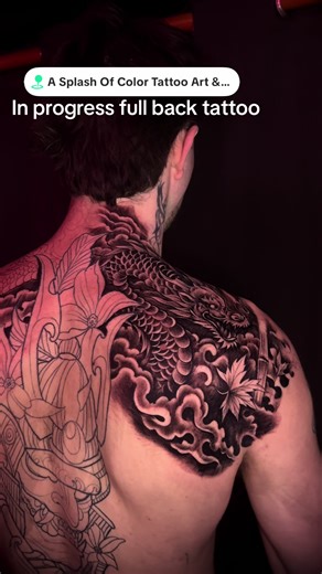 Dragon Back Tattoo Progress at Mornington Peninsula