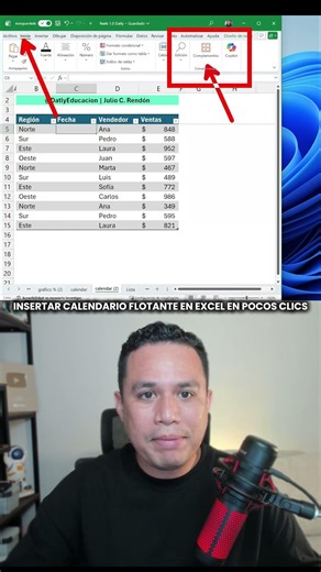 Insertar calendario flotante en Excel en pocos clics #shorts