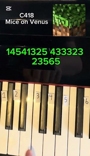 Mice On Venus - C418 Easy Piano tutorial (With Numbers) - Minecraft