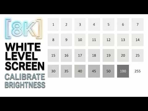 [8K UHD] White Level Screen Monitor TV Test Pattern - Calibrate Contrast for 1 Hour