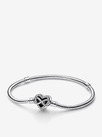 Pandora Moments Sparkling Infinity Heart Clasp Snake Chain Bracelet | Sterling silver | Pandora US