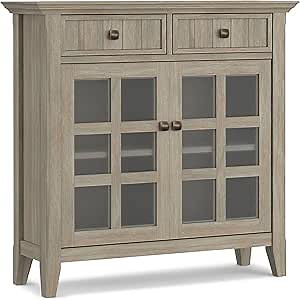 SIMPLIHOME Acadian SOLID WOOD 36 inch Wide Transitional Entryway Hallway Storage Cabinet in Distressed Grey for the Living Room, Entryway and Family Room