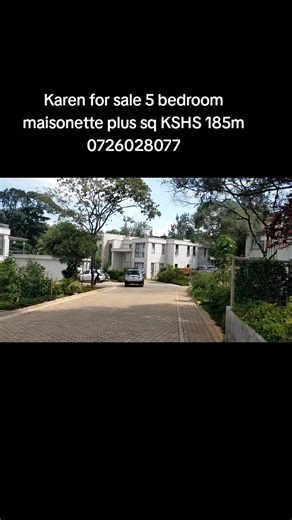 🏡 Luxurious 5-Bedroom Maisonette SQ for Sale – Karen 💰 Price: KSh 185M ✨ Features That Impress: 5 spacious bedrooms all ensuite Servant quarters (SQ) for convenience Master bedroom with moon roof for stunning sky views Modern kitchen & pantry with top-notch finishes Private swimming pool – perfect for relaxation and entertaining Expansive living & dining areas Balconies with serene views Landscaped garden ideal for outdoor gatherings 📍 Location: Prime Karen – peaceful, secure, and highly acce