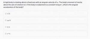 A rigid body is rotating about a fixed axis with an angular vel... | Filo