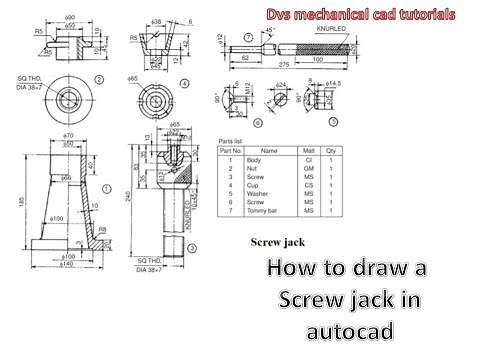 how to draw a screw jack assembly in Autocad 3D || autocad 3d || Screw Jack ||
